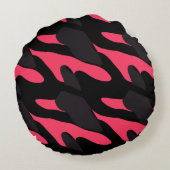 Hot pink, gray and black Camo abstract ラウンドクッション (裏面)