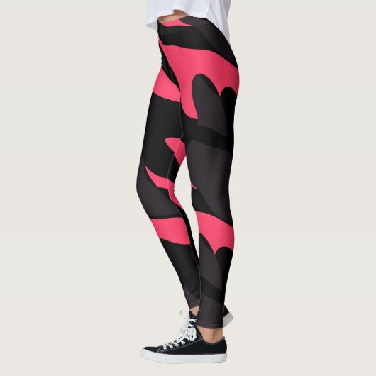 Hot pink, gray and black Camo abstract レギンス (左)
