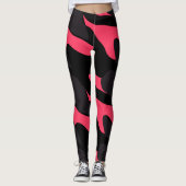 Hot pink, gray and black Camo abstract レギンス (正面)
