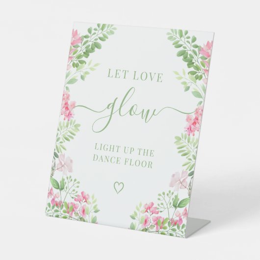 Hot Pink Green Floral Wedding Pedestal Sign 台座サイン (正面)