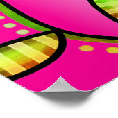 Hot Pink Hand-drawn Wildflowers ポスター (角)