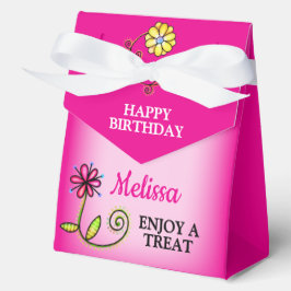 Hot Pink Hand-drawn Wildflowers 4"w x 2"l x 5 フェイバーボックス