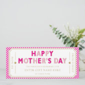 Hot Pink Happy Mother's Day Gift Voucher Card 招待状 (スタンド正面)