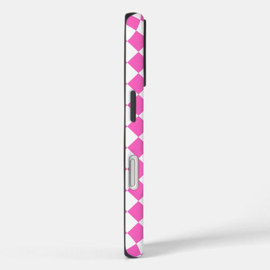 Hot Pink Harlequin Pattern Personalized Name Case-Mate iPhoneケース (裏面 / 右)