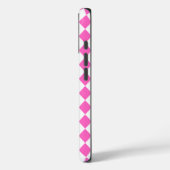 Hot Pink Harlequin Pattern Personalized Name Case-Mate iPhoneケース (裏面 / 左)