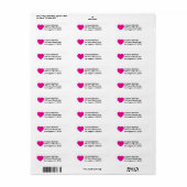 Hot Pink Heart Bold Text ラベル (フルシート)