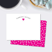 Hot Pink Heart & Dots Cute Girly ノートカード
