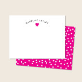 Hot Pink Heart & Dots Cute Girly ノートカード