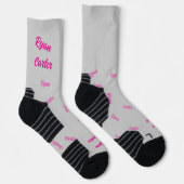 Hot pink kisses. Your name on gray ソックス (右)