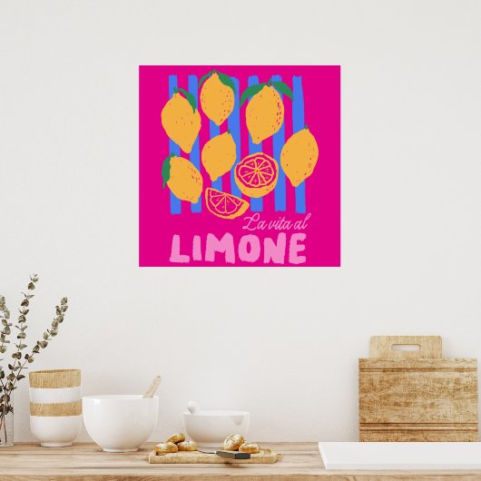 Hot Pink La Vita al Limone ポスター (キッチン)