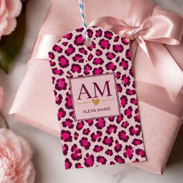 Hot Pink Leopard Print Blush Glam Animal Print ギフトタグ