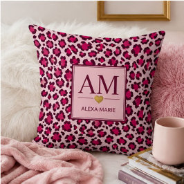 Hot Pink Leopard Print Blush Glam Animal Print クッション