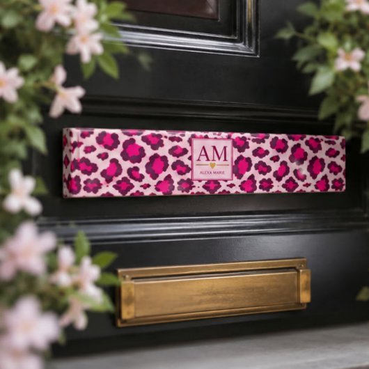 Hot Pink Leopard Print Blush Glam Animal Print サインプレート