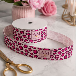 Hot Pink Leopard Print Blush Glam Animal Print サテンリボン