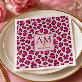 Hot Pink Leopard Print Blush Glam Animal Print スタンダードカクテルナプキン