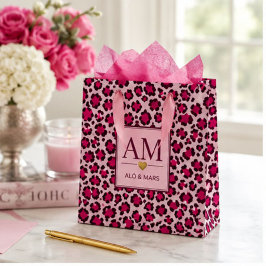 Hot Pink Leopard Print Blush Glam Animal Print スモールペーパーバッグ