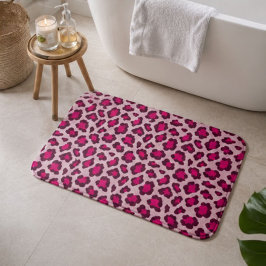 Hot Pink Leopard Print Blush Glam Animal Print バスマット