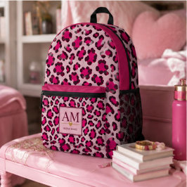Hot Pink Leopard Print Blush Glam Animal Print プリントバックパック