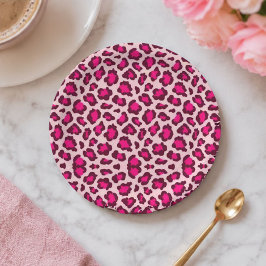 Hot Pink Leopard Print Blush Glam Animal Print ペーパープレート