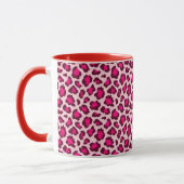 Hot Pink Leopard Print Blush Glam Animal Print マグカップ (左)