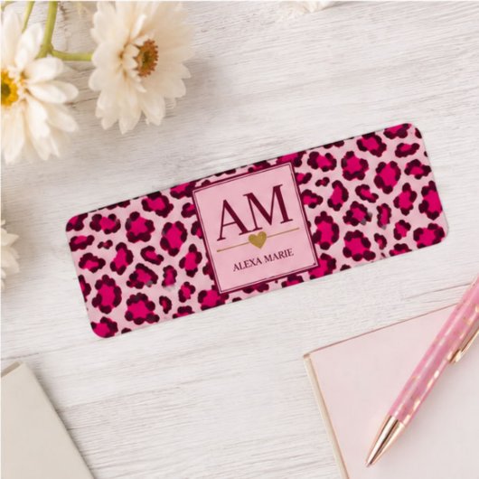 Hot Pink Leopard Print Blush Glam Animal Print ラベル