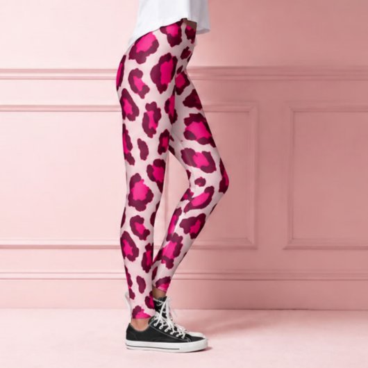 Hot Pink Leopard Print Blush  Glam Animal Print レギンス