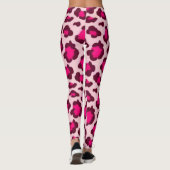 Hot Pink Leopard Print Blush  Glam Animal Print レギンス (裏面)