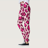Hot Pink Leopard Print Blush  Glam Animal Print レギンス (左)