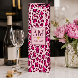 Hot Pink Leopard Print Blush Glam Animal Print ワインギフトバッグ