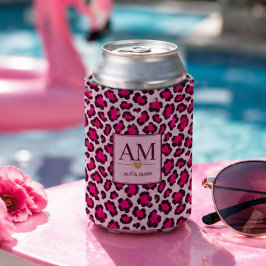 Hot Pink Leopard Print Blush Glam Animal Print 缶クーラー
