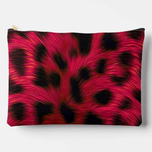 Hot Pink Leopard Print Faux アクセサリーポーチ (正面)