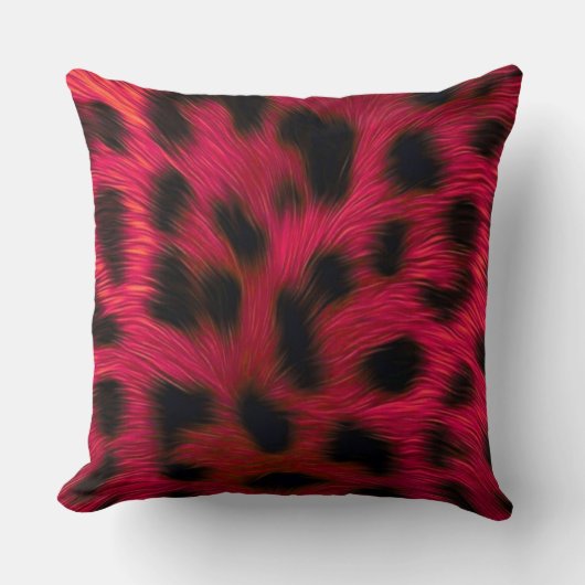 Hot Pink Leopard Print Faux クッション (正面)