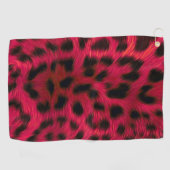 Hot Pink Leopard Print Faux ゴルフタオル (横)
