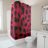 Hot Pink Leopard Print Faux シャワーカーテン (インサイチュ)