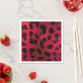 Hot Pink Leopard Print Faux スタンダードカクテルナプキン (インサイチュ)