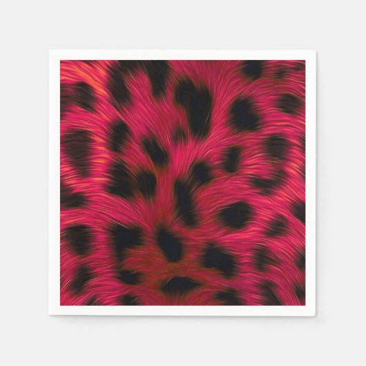 Hot Pink Leopard Print Faux スタンダードカクテルナプキン (正面)