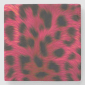 Hot Pink Leopard Print Faux ストーンコースター (正面)