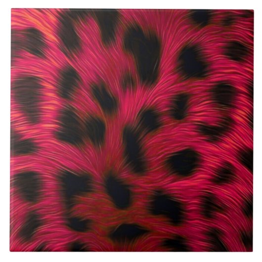 Hot Pink Leopard Print Faux タイル (正面)