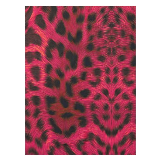 Hot Pink Leopard Print Faux  テーブルクロス (正面)