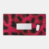 Hot Pink Leopard Print Faux デスクマット (キーボード&マウス)