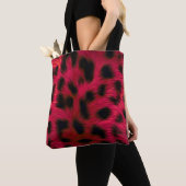 Hot Pink Leopard Print Faux トートバッグ (クローズアップ)