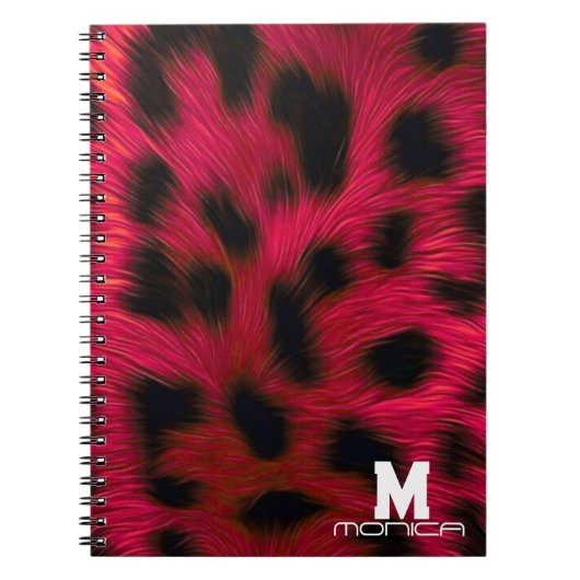 Hot Pink Leopard Print Faux ノートブック (正面)