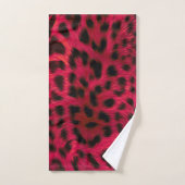 Hot Pink Leopard Print Faux バスタオルセット (ハンドタオル)