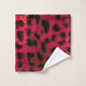 Hot Pink Leopard Print Faux バスタオルセット (ウォッシュタオル)