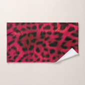 Hot Pink Leopard Print Faux バスタオルセット (ハンドタオル)
