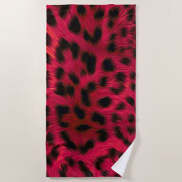 Hot Pink Leopard Print Faux ビーチタオル