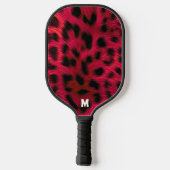 Hot Pink Leopard Print Faux ピックルボールラケット (裏面)