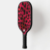Hot Pink Leopard Print Faux ピックルボールラケット (左)