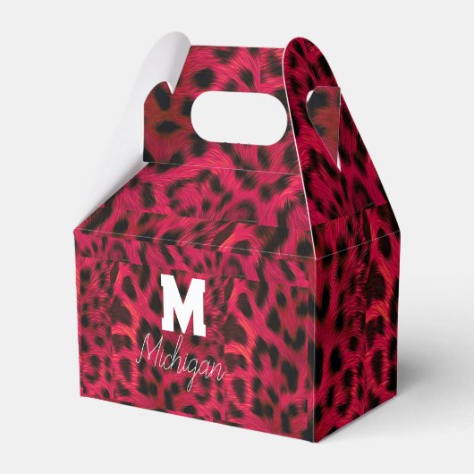 Hot Pink Leopard Print Faux フェイバーボックス (正面サイド)