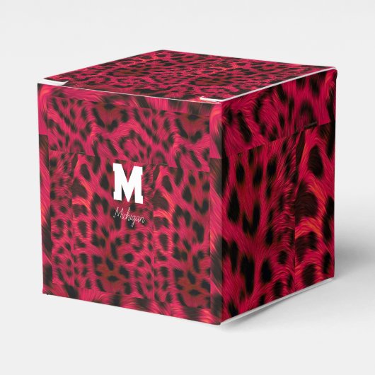 Hot Pink Leopard Print Faux  フェイバーボックス (正面サイド)